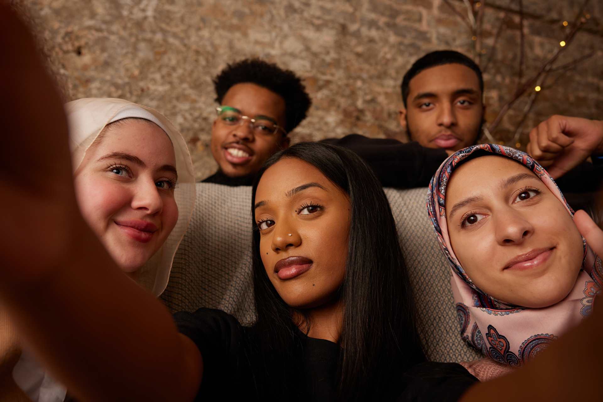 A selfie of a group of young people.