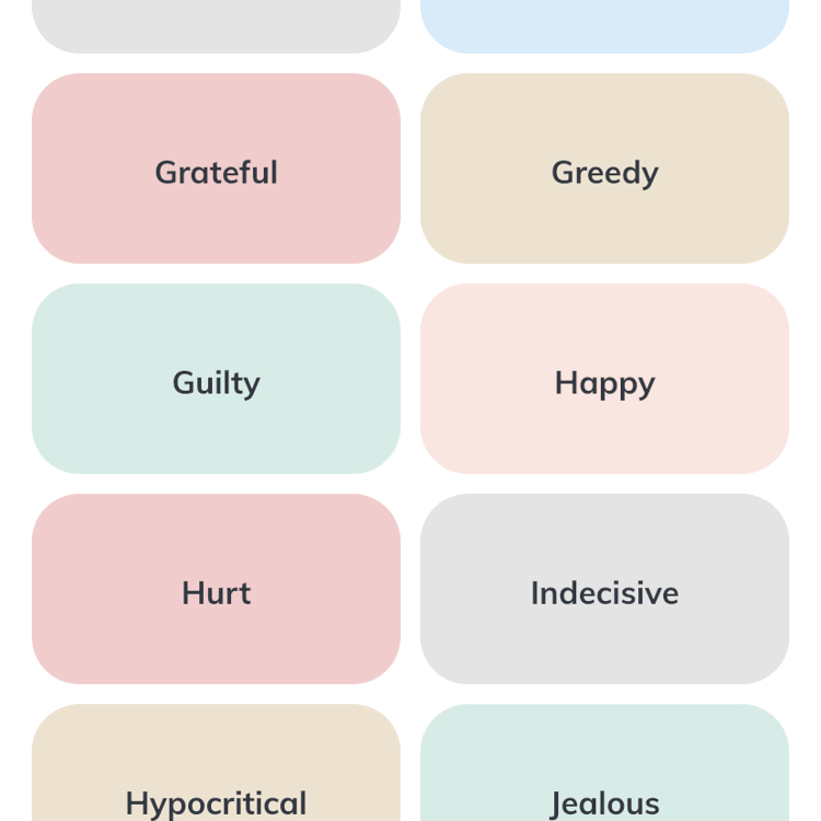 Screenshot of Dhikr & Dua app showing different emotions to choose from.